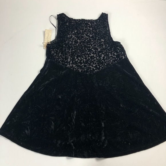 Mystree Black Velvet Devore Burnout Floral Sleeveless Tunic Top - Picture 2 of 11